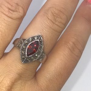 SALE: garnet gemstone and 925 silver ring